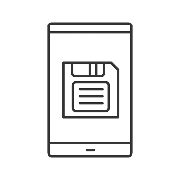 Obrazovka Smartphonu Lineární Ikonu Tlačítka Uložit Tenká Linie Obrázku Ukládání — Stockový vektor
