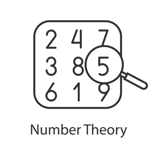 Icono Lineal Teoría Números Aritmética Ilustración Línea Delgada Número Aprendizaje — Vector de stock