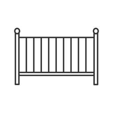 Beşik doğrusal simgesi. Beşik. İnce hat illüstrasyon. Bebek karyolası yatağı. Kontur sembolü. Çizim vektör izole anahat