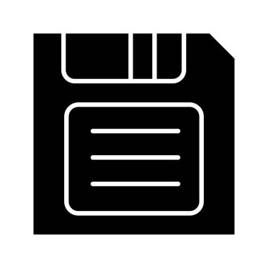 Düğme glif simge kaydetmek. Veri kaydetme. Siluet simge. Negatif alan. İzole vektör çizim