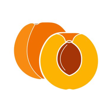 Kayısı glif renk simgesi. Siluet simge yok anahat beyaz zemin üzerine. Negatif alan. Vektör çizim