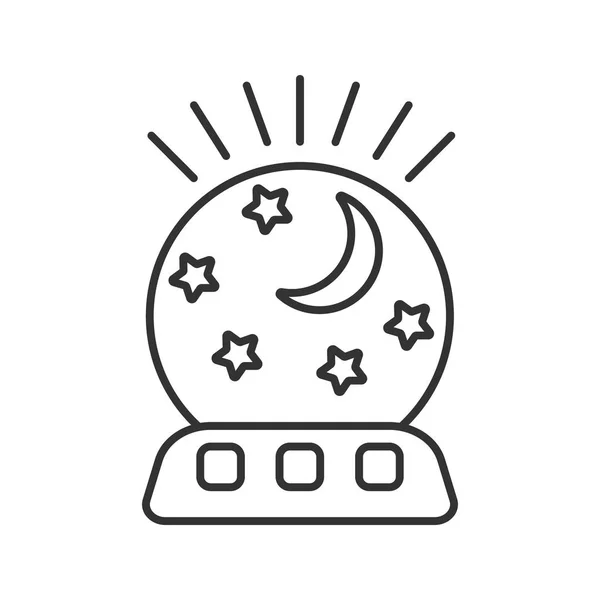 夜轻线性图标 细线插图 台灯与月亮和星星 轮廓符号 矢量隔离轮廓图 — 图库矢量图片