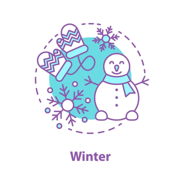 Wintersaisonkonzept Schneebedecktes Wetter Idee Dünne Linie Illustration Winterunterhaltung Schneemannbau Vektor — Stockvektor