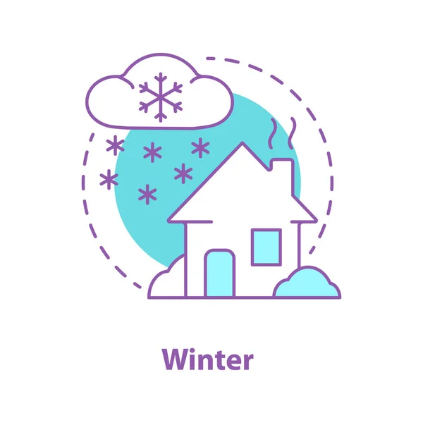 stock vector Winter season concept icon. Snowy weather idea thin line illustration. House in snow. Snowstorm. Vector isolated outline drawing