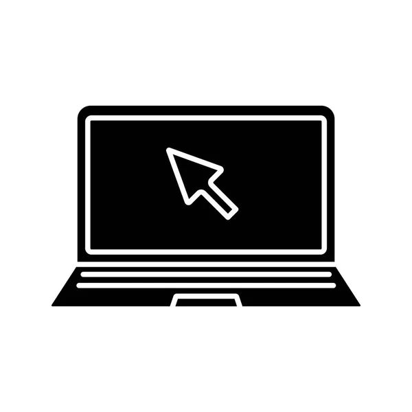 Laptop Glyphen Symbol Computer Internetsurfen Silhouette Symbol Negativer Raum Vektor — Stockvektor