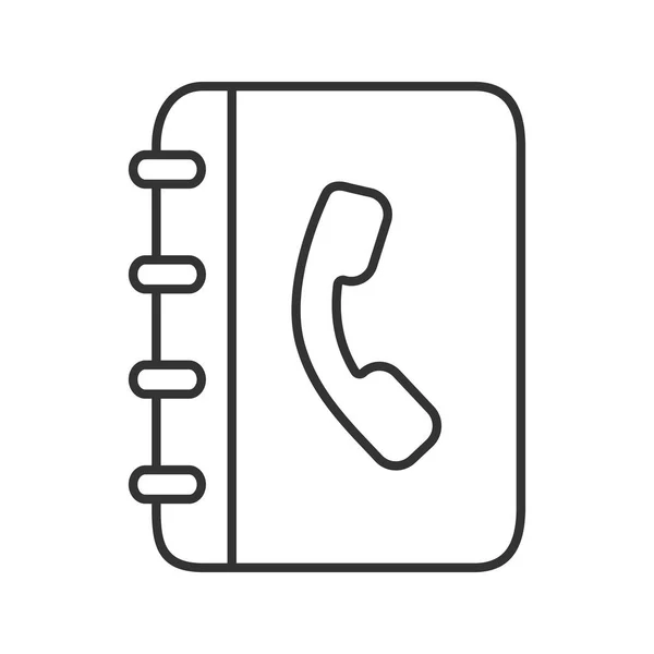 電話帳線形アイコン 携帯電話の連絡先 細い線の図 携帯電話とメモ帳 輪郭のシンボル 描かれたベクトル分離の概要 — ストックベクタ