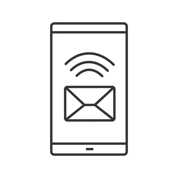 Smartphone Mensaje Entrante Icono Lineal Ilustración Línea Delgada Sms Pantalla — Vector de stock