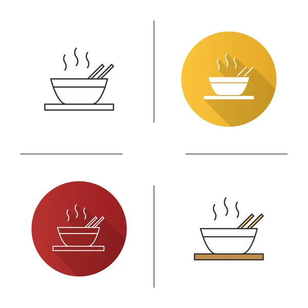 Горячая Икона Китайского Блюда Суп Рамен Рис Лапша Плоский Дизайн — стоковый вектор