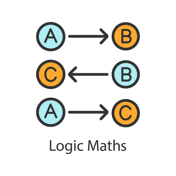 Icono Color Matemáticas Lógicas Reglas Lógicas Proceso Pensamiento Ilustración Vectorial — Vector de stock