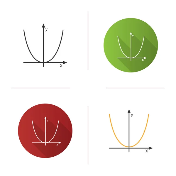 Sistema Coordenadas Con Icono Parábola Álgebra Sistema Del Eje Diseño — Vector de stock