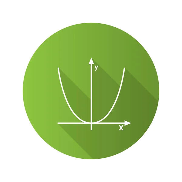 Sistema Coordenadas Con Parabola Diseño Plano Icono Glifo Sombra Largo — Vector de stock