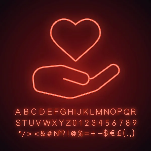 Ikona Neon Światło Miłości Centrum Opieki Valentine Day Świecące Znak — Wektor stockowy