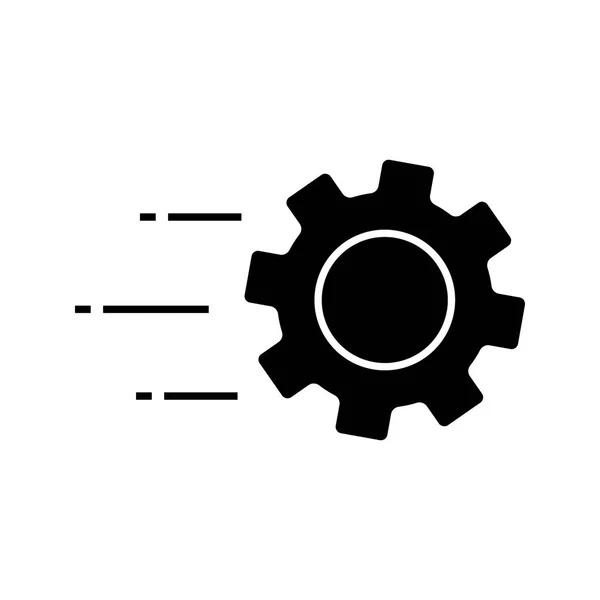 Vliegende Tandrad Glyph Pictogram Technologische Vooruitgang Versnelling Engineering Diensten Silhouet — Stockvector