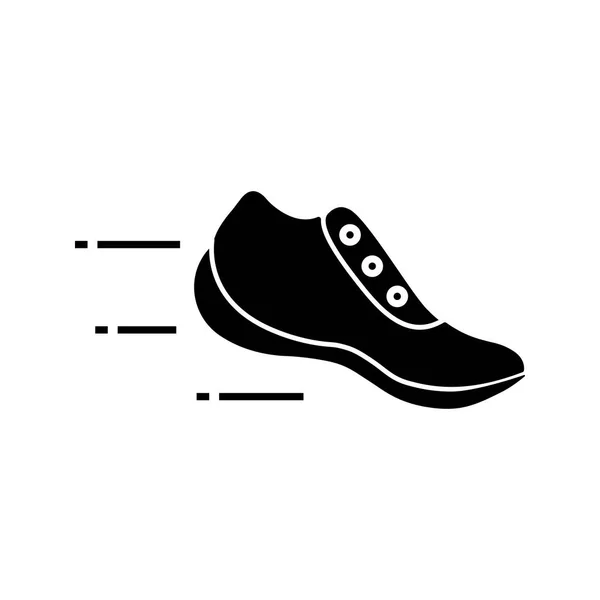Знак Летящего Кроссовка Движение Удобные Тренеры Спортивная Обувь Символ Силуэта — стоковый вектор