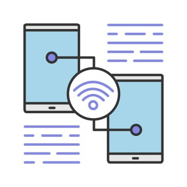 Akıllı telefon wifi renk simgesi paylaşımı. Internet bağlantısı. İzole vektör çizim