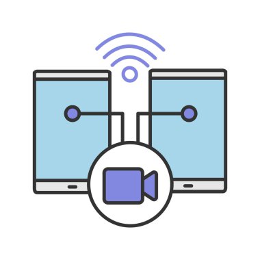 Video mesaj veya arama renk simgesi. Video dosyası gönderme. İzole vektör çizim