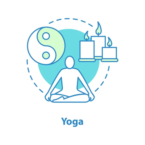 Значок Концепции Йоги Идея Медитации Тонкая Линия Иллюстрации Человек Позе — стоковый вектор