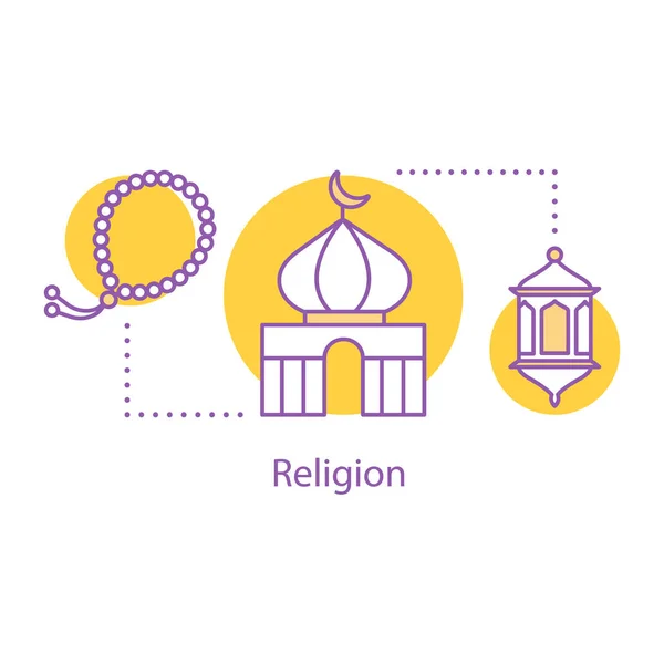 Ícone Conceito Cultura Islâmica Idéia Religião Ilustração Linha Fina Mesquita —  Vetores de Stock