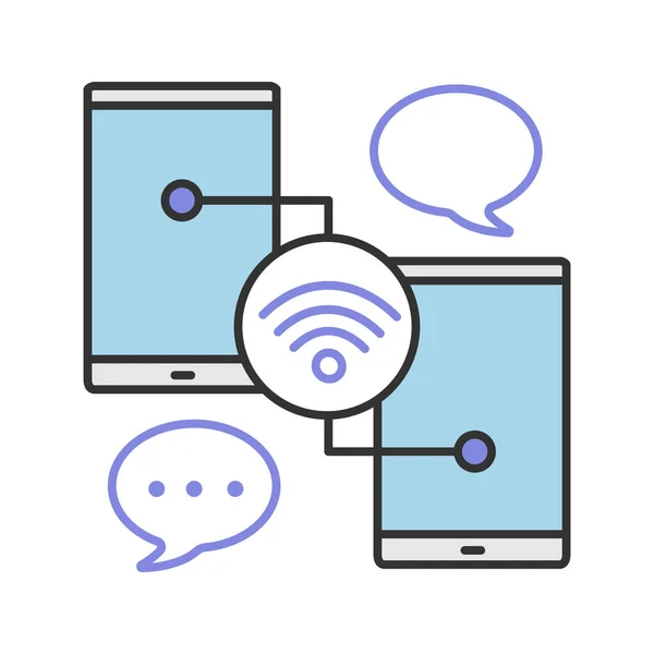 Icône Couleur Bavardage Signal Wifi Envoi Message Connexion Internet Illustration — Image vectorielle