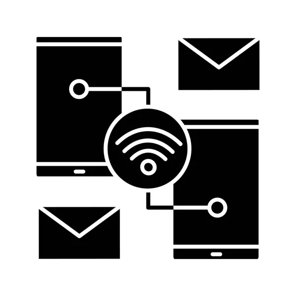 Plauderndes Glyphen Symbol Wifi Signal Mail Verschicken Internetverbindung Silhouette Symbol — Stockvektor