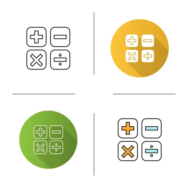 Icono Símbolos Matemáticos Calculando Matemáticas Básicas Más Menos Multiplicar Dividir — Vector de stock