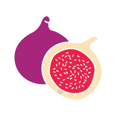 İncir glif renk simgesi. Ortak incir meyve. Siluet simge yok anahat beyaz zemin üzerine. Negatif alan. Vektör çizim