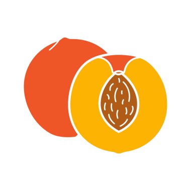 Şeftali glif renk simgesi. Siluet simge yok anahat beyaz zemin üzerine. Negatif alan. Vektör çizim