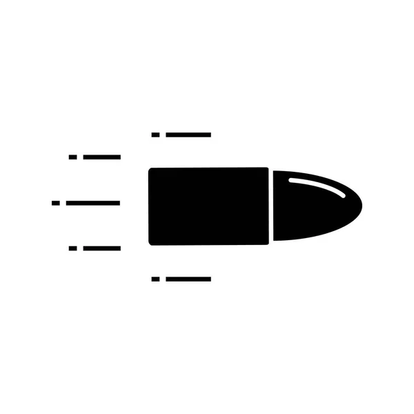 Flygande Kula Glyph Ikonen Hastighet Vapen Sköt Siluett Symbol Negativa — Stock vektor