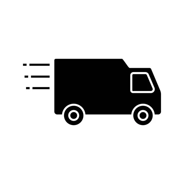 Delivery Van Glyph Icon Fast Shipping Freight Transport Silhouette Symbol — Stock Vector