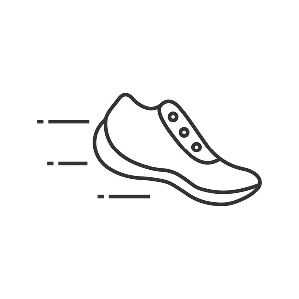 Sneaker Volante Icona Lineare Illustrazione Linea Sottile Mozione Addestratori Comfort — Vettoriale Stock