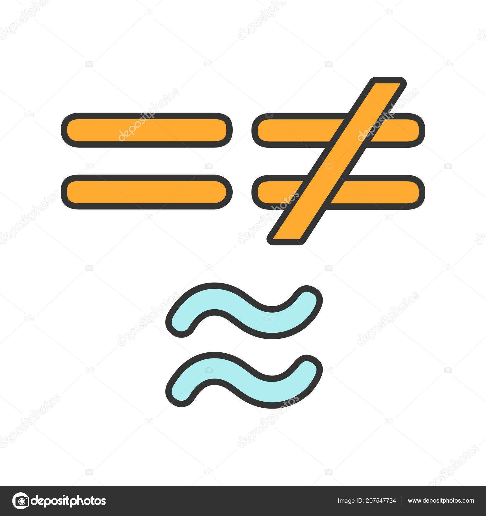 sød smag hø Fritagelse Math Symbols Color Icon Equals Approximately Equal Signs Isolated Vector  Stock Vector by ©bsd_studio 207547734