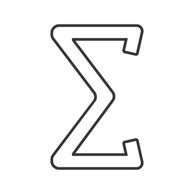 Toplam doğrusal simgesi. İnce hat illüstrasyon. Sum veya toplam matematik kontur sembolü. Çizim vektör izole anahat