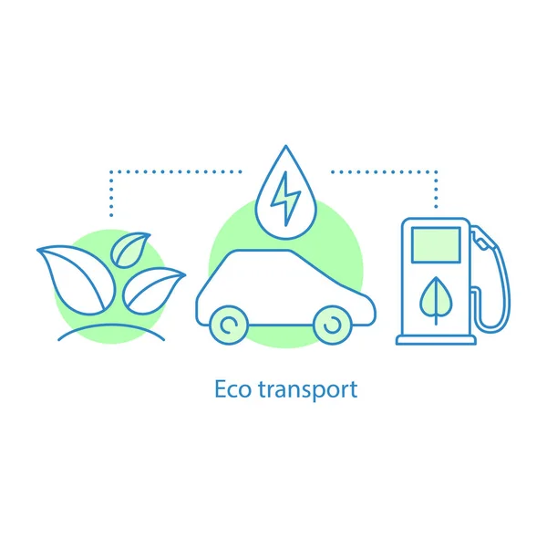 Környezetbarát Közlekedési Koncepció Ikonra Zöld Jármű Ötlete Vékony Vonal Szemlélteti — Stock Vector