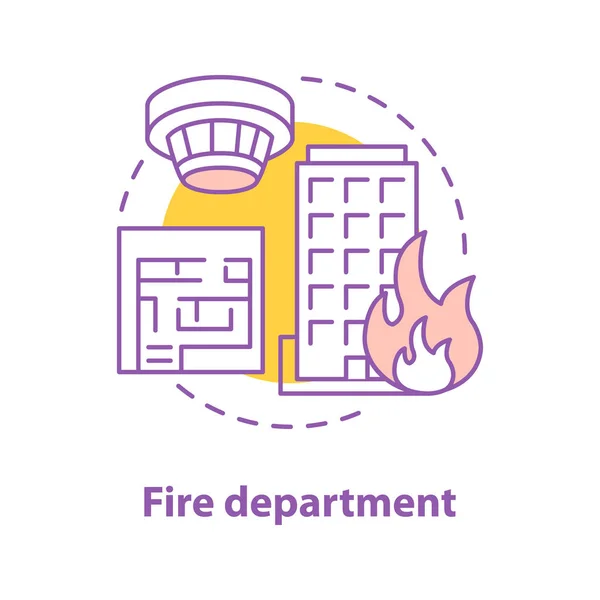 Πυροσβεστική Υπηρεσία Έννοια Εικονίδιο Εικονογράφηση Λεπτή Γραμμή Ιδέα Πυρόσβεσης Κτίριο — Διανυσματικό Αρχείο