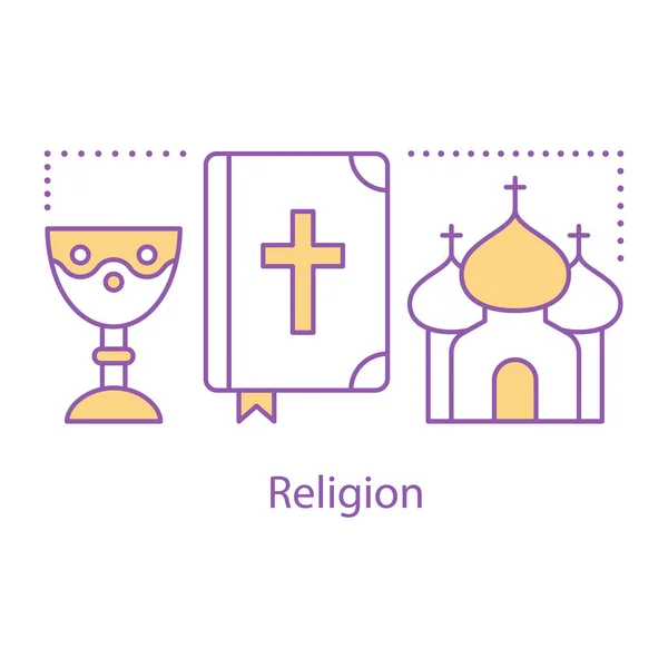 Icône Concept Religion Idée Chrétienne Illustration Ligne Mince Église Calice — Image vectorielle