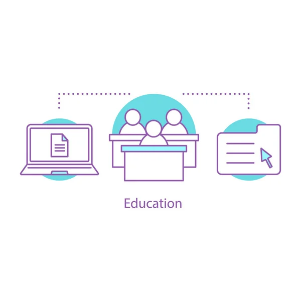 Eğitim Kavramı Simge Eğitim Fikir Ince Hat Illüstrasyon Ders Bilgisayar — Stok Vektör