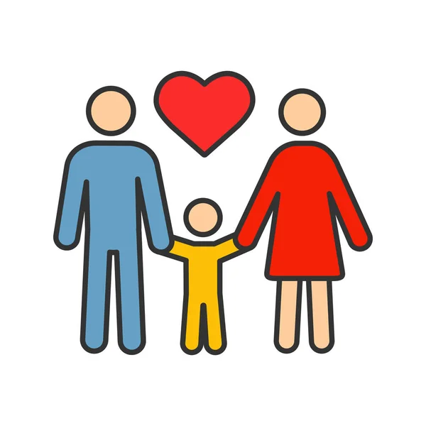 Familienfarbsymbol Adoption Elternschaft Mutter Vater Und Kind Isolierte Vektorabbildung — Stockvektor