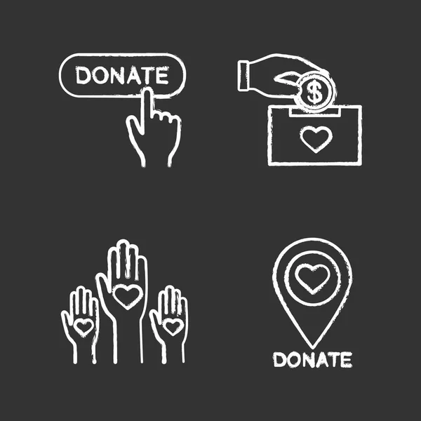 Charity Chalk Icons Set Donation Box Unity Diversity Charity Organiazation — Stock Vector