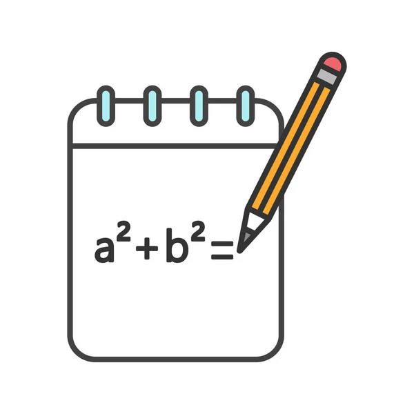 Ноутбук Иконкой Цвета Формулы Математики Тяжелый Сквозняк Расчеты Алгебре Изолированная — стоковый вектор