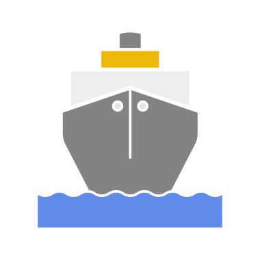 Kargo gemisi glif renk simgesi. Tanker. Cruise gemisi. Siluet simge yok anahat beyaz zemin üzerine. Negatif alan. Vektör çizim