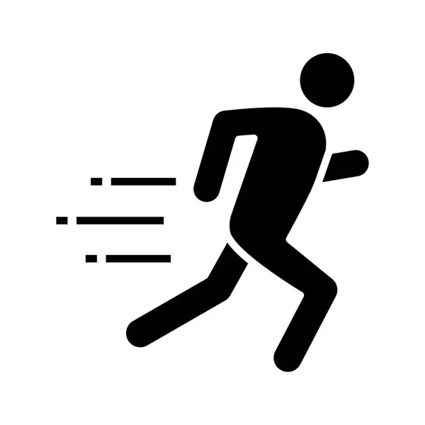 Running Man Glyph Ikone Läufer Sprinter Flucht Joggen Bewegung Silhouette — Stockvektor