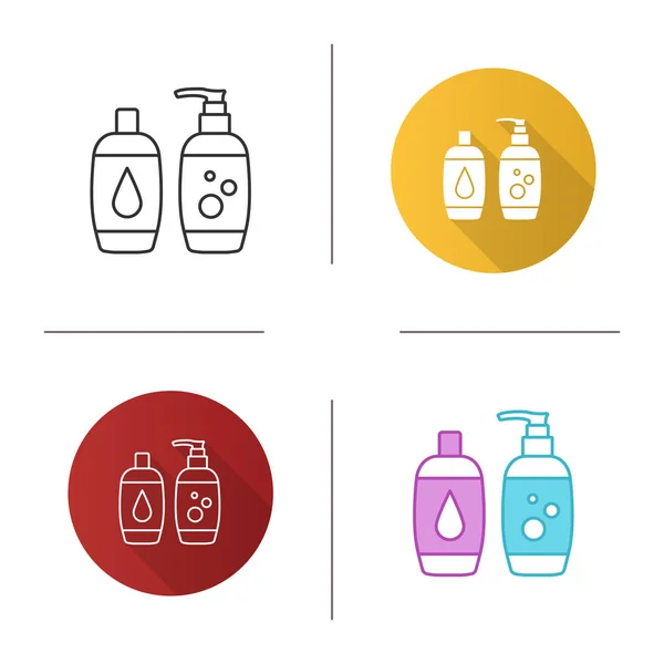 Shampoo Bath Foam Icon Soap Shower Gel Hygiene Products Flat — Stock Vector