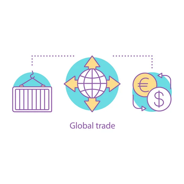 Icono Del Concepto Comercio Global Idea Exportación Productos Ilustración Línea — Archivo Imágenes Vectoriales