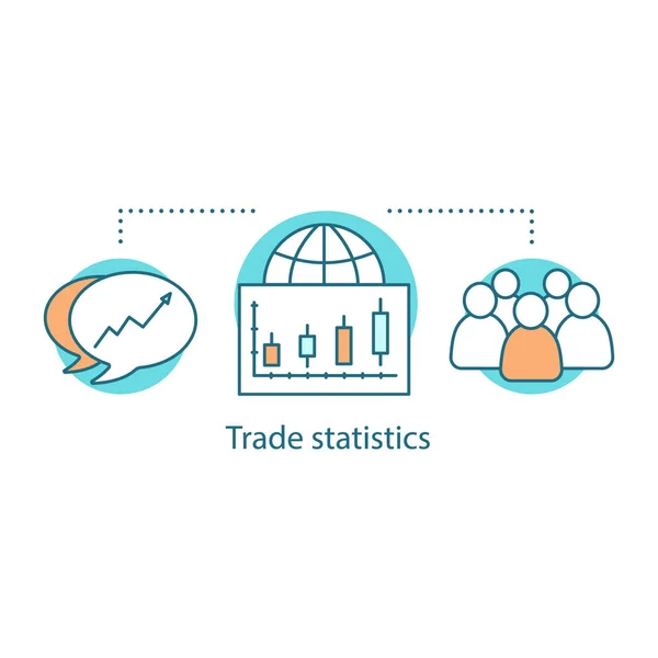 Icône Concept Statistiques Commerciales Idée Mondialisation Illustration Ligne Mince Commerce — Image vectorielle