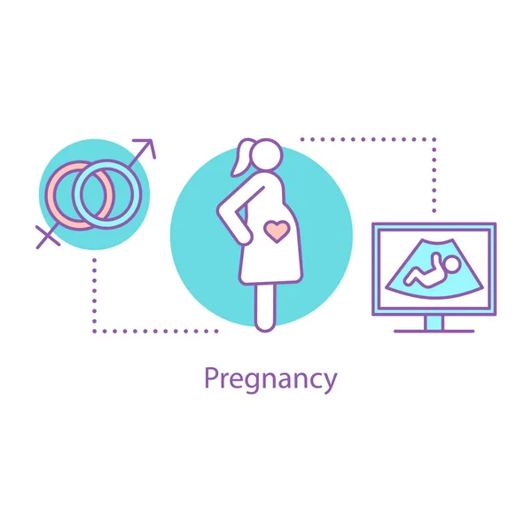 Schwangerschaftskonzept Schwangere Idee Dünne Linie Illustration Ultraschall Medizinische Überwachung Der — Stockvektor