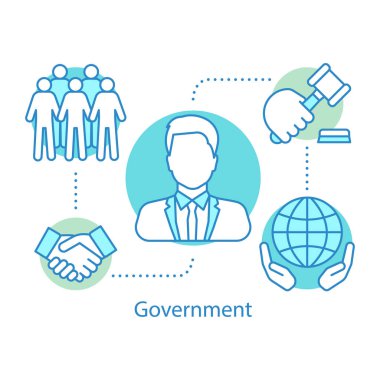 Devlet kavramı simge. Siyaset. Siyasi sistem fikir ince hat illüstrasyon. Uluslararası ilişkiler. Çizim vektör izole anahat