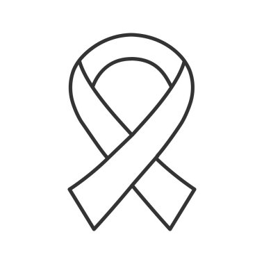 Anti HIV kurdele doğrusal simgesi. AIDS'e karşı mücadele. İnce hat illüstrasyon. Dünya AIDS Günü. Kontur sembolü. Çizim vektör izole anahat