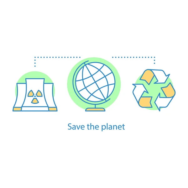 Ícone Conceito Economia Planeta Idéia Poluição Ambiental Ilustração Linha Fina —  Vetores de Stock