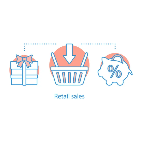 Icona Del Concetto Vendita Dettaglio Sconti Idea Linea Sottile Illustrazione — Vettoriale Stock