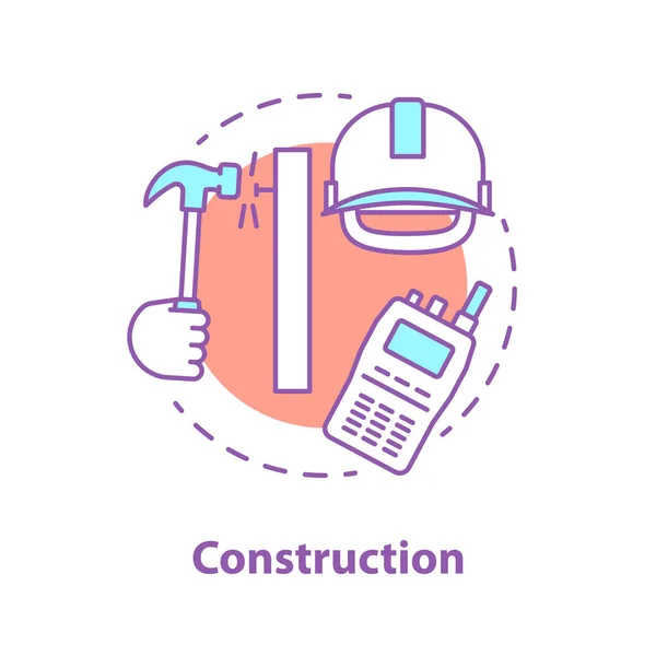 Ikone Der Bauindustrie Architektur Idee Dünne Linie Illustration Arbeitsschutzhelm Handgehämmerter — Stockvektor